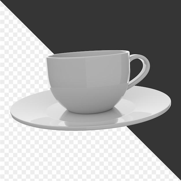 eine Tasse Kaffee sitzt auf einem Teller mit einer Schüssel darunter
