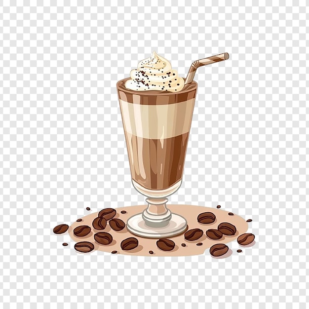 eine Tasse Schokoladen-Eis mit einem Löffel und Kaffeebohnen
