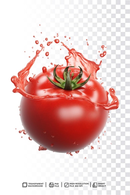 PSD eine tomate mit einem spritzer flüssigkeit darin