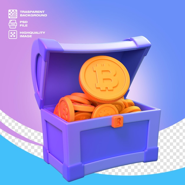 eine Truhe voller Bitcoin-Münzen