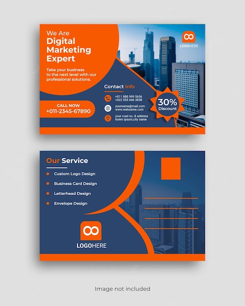 PSD eine unternehmenspostkarte für ein unternehmen für digitales marketing