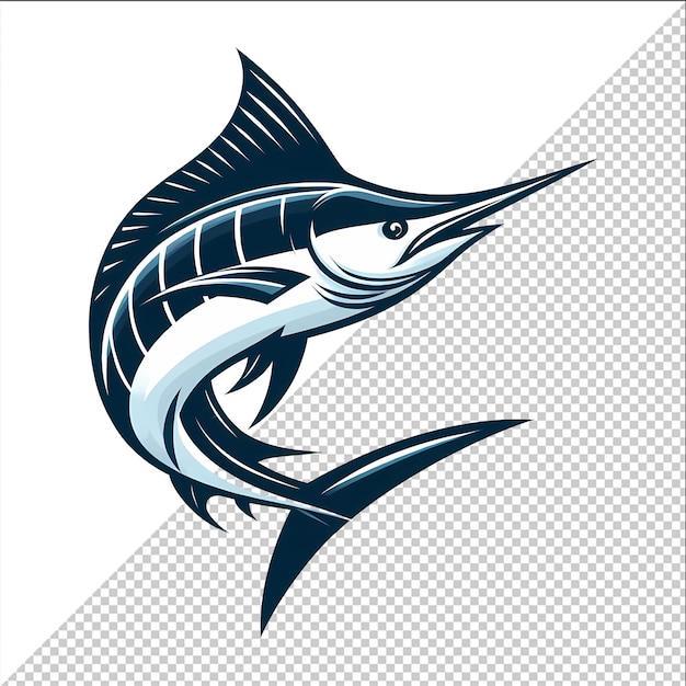 Eine Vektorillustration eines springenden blauen Marlins