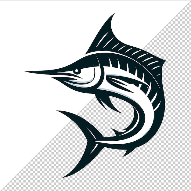 Eine Vektorillustration eines springenden blauen Marlins