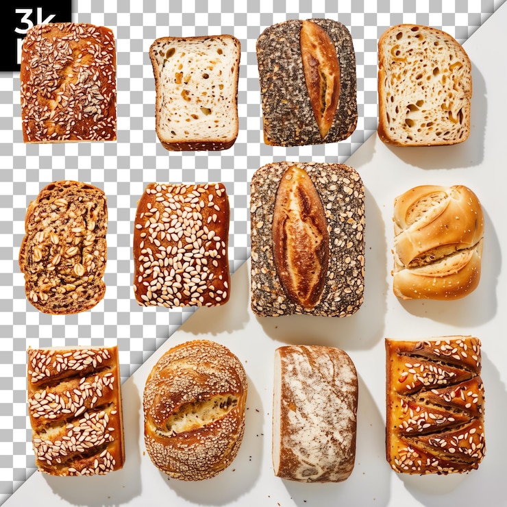 PSD eine vielzahl von broten auf einem schachteltisch ausgestellt