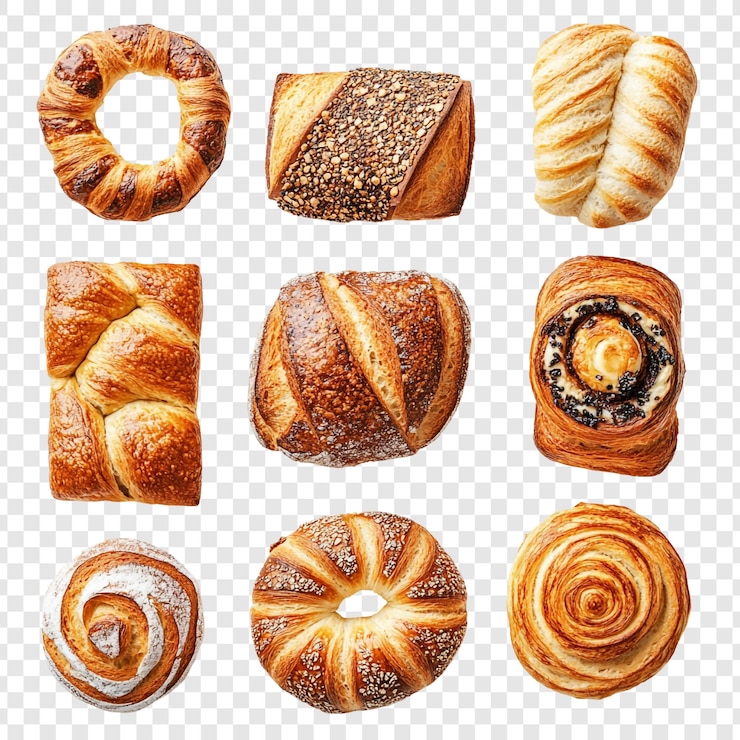 PSD eine vielzahl von broten, darunter ein brot mit dem buchstaben o
