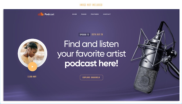 Eine Webseite für Podcast-Podcasts mit Mikrofon