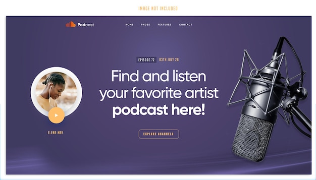 PSD eine webseite für podcast-podcasts mit mikrofon