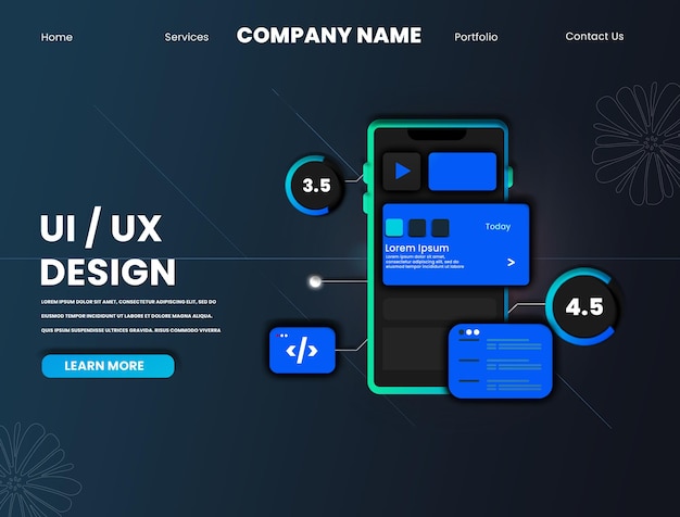 Eine Website, auf der eine Webseite steht, auf der 4-UX-Design steht.