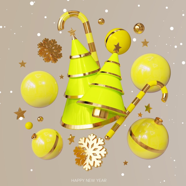 PSD eine weihnachtskarte mit einem gelben hut und einer weihnachtendekoration