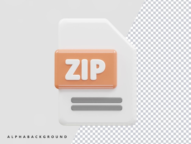 Eine weiß-orangefarbene zip-datei mit einem knopf, auf dem zip steht.