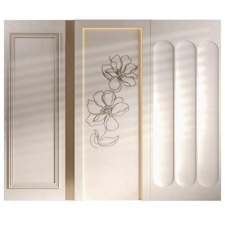 PSD eine weiße wand mit einem blumenmuster darauf das design ist sehr detailliert und kompliziert die wand ist auch mit einem blumigen muster geschmückt