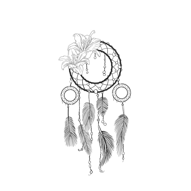 eine Zeichnung einer Feder und einer Feder mit einer Feder darauf Tattoo-Kunst Tattoo-Design