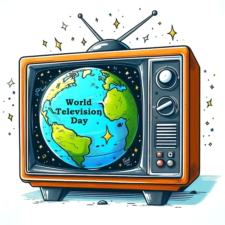 PSD eine zeichnung eines fernsehers mit der weltwelt darauf