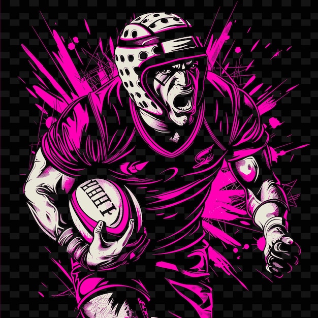 PSD eine zeichnung eines fußballspielers mit dem wort rugby darauf