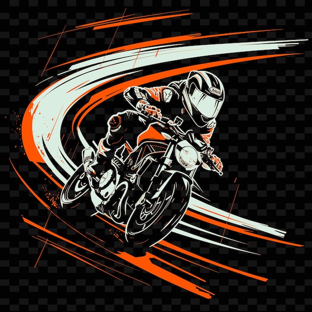 PSD eine zeichnung eines motorradfahrers mit rotem und schwarzem hintergrund