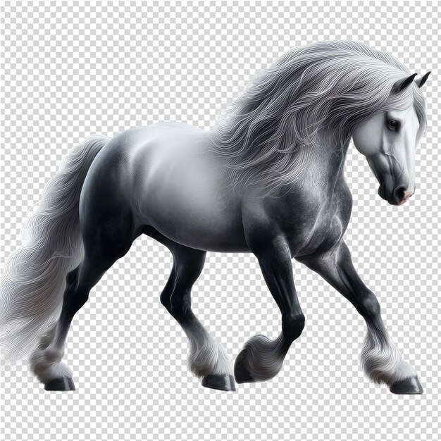 PSD eine zeichnung eines pferdes mit grauer mähne und schwanz