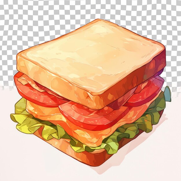 PSD eine zeichnung eines sandwiches mit ketchup und speck