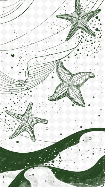 PSD eine zeichnung eines seesterns und eines oktopus auf einem weißen hintergrund