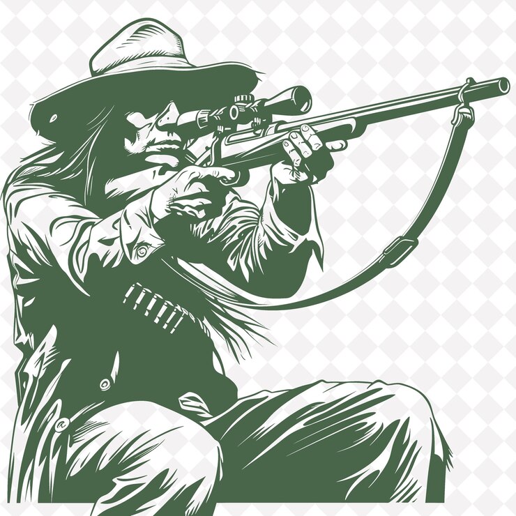 PSD eine zeichnung eines soldaten, der eine trompete mit einer waffe spielt
