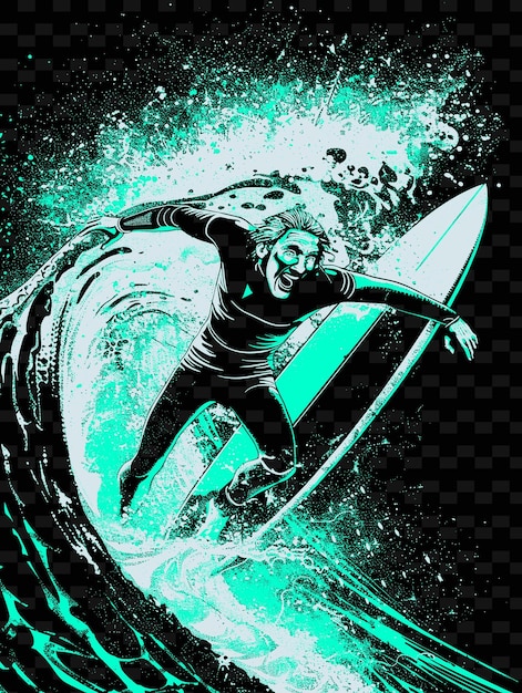 PSD eine zeichnung eines surfers auf einem brett mit den wörtern surfer darauf