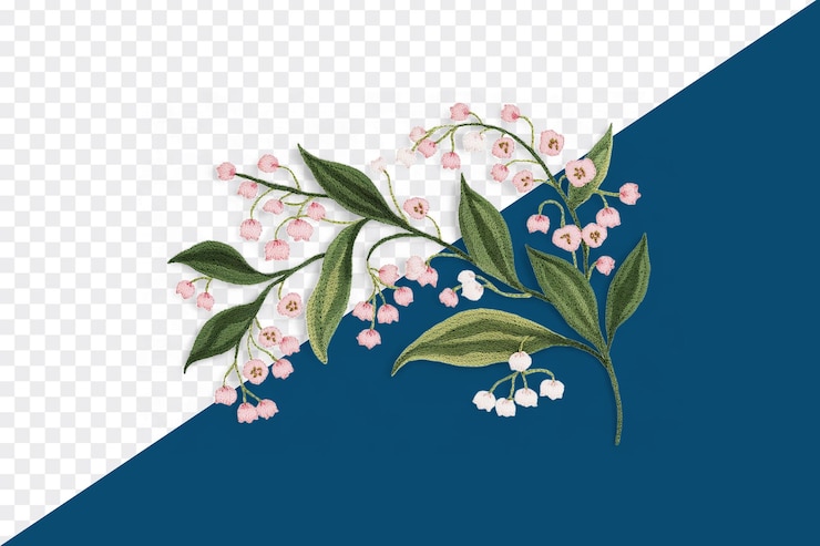 PSD eine zeichnung eines zweigs einer pflanze mit rosa blüten