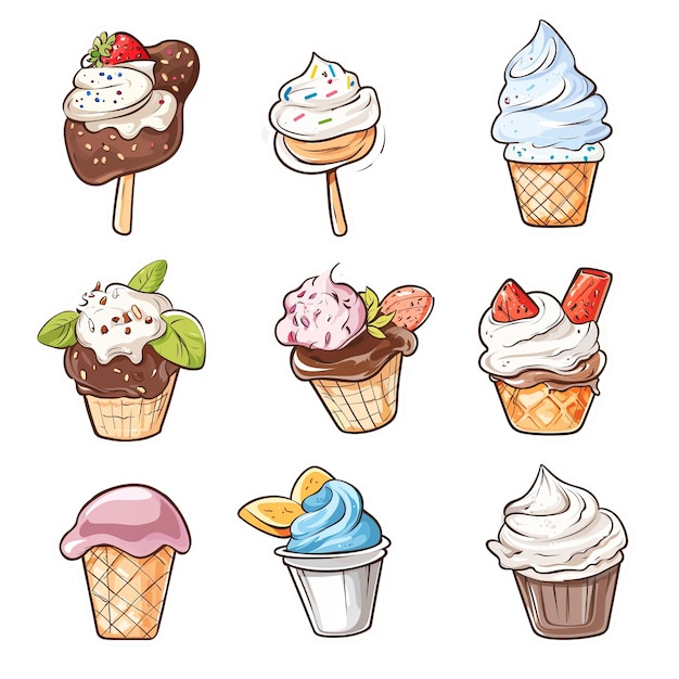 eine Zeichnung von Eis mit einem Bild von Eis Süßigkeiten Aquarell Aufkleber