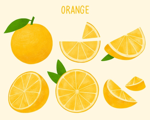 eine Zeichnung von Zitronen mit den Wörtern Orange darauf