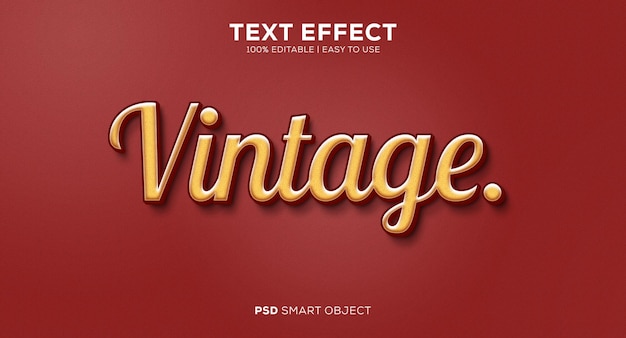 Einfach zu bedienender und bearbeitbarer vintage psd-texteffekt