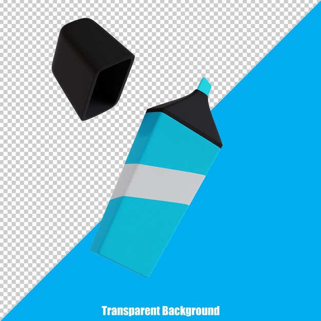 Einfache 3D-Highlight-Marker mit realistischem Aussehen auf transparentem Hintergrund