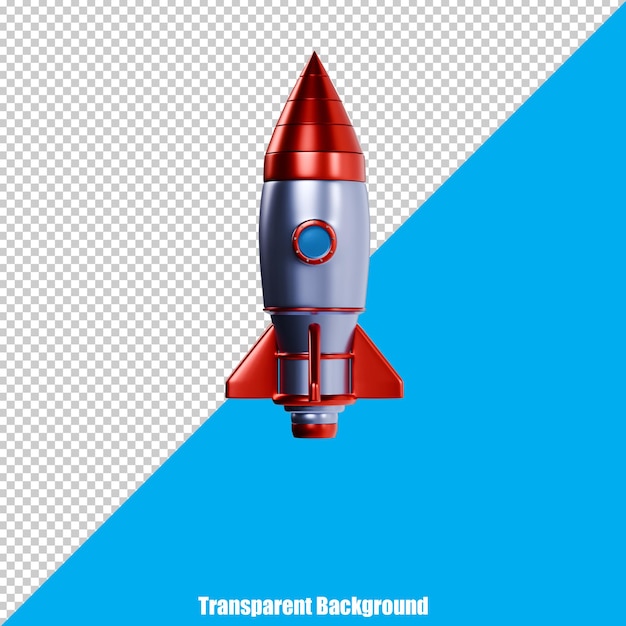 Einfache 3d-raumschiffrakete mit einem realistischen aussehen auf einem transparenten hintergrund
