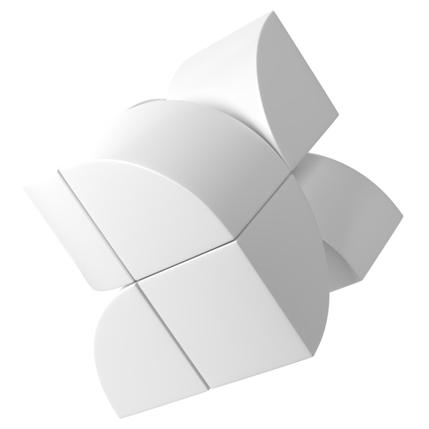 Einfache geometrische 3D-transparente Elemente im Bauhaus-Stil Weißfarbendesign Business primitive Form