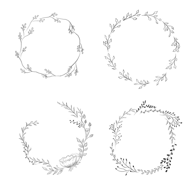 Einfache minimalistische Kranzblume und Blatt
