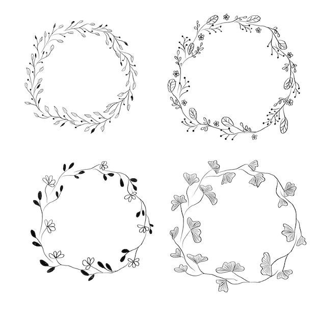 Einfache minimalistische Kranzblume und Blatt