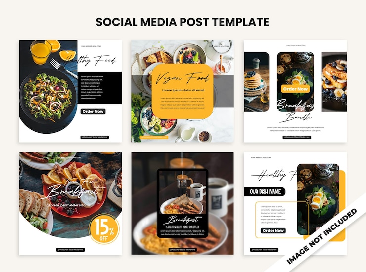 PSD einfache sammlung von restaurant-banner-vorlagen für soziale medien, instagram-posts