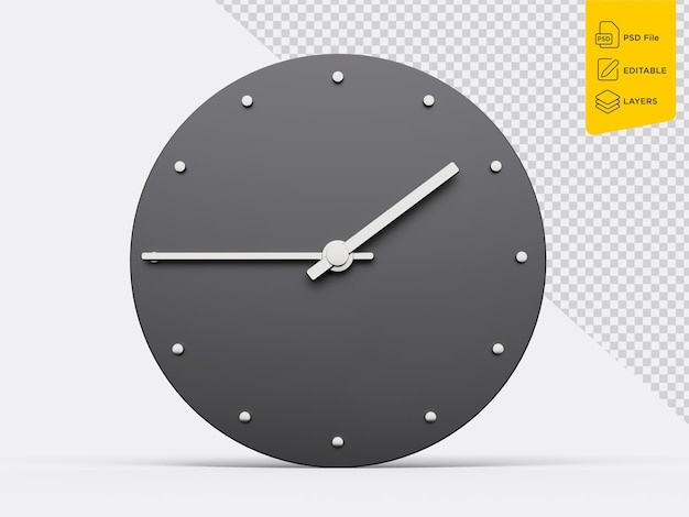 Einfache Uhr 145 Ein Vierzig Fünf O39 Uhr Viertel zu Zwei Moderne Minimaluhr 3D-Illustration