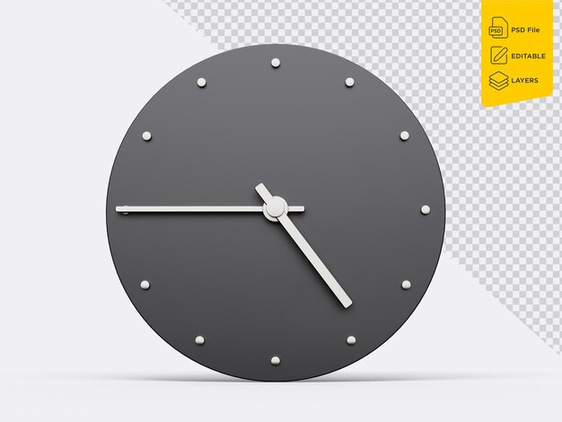 Einfache Uhr grau 445 o39clock oder Four forty five o39clock Moderne minimale Uhr 3D-Darstellung