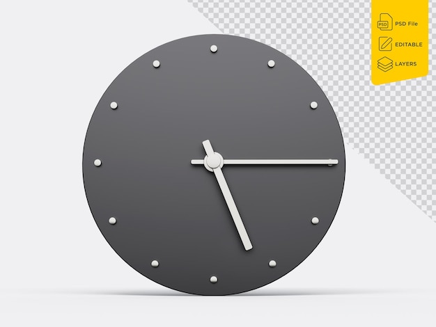 Einfache Uhr grau 515 Uhr Viertel nach fünf Moderne minimale Uhr 3D-Illustration