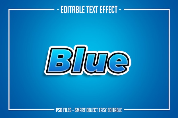 Einfacher moderner bearbeitbarer gusseffekt der blauen textart