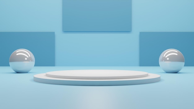 Einfaches 3D-Podium auf blauem Hintergrund