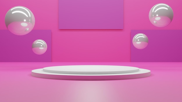 Einfaches 3D-Podium auf rosa Hintergrund