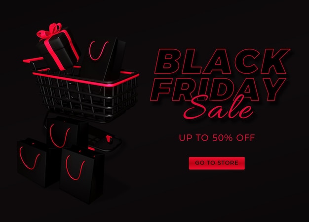 Einfaches Black Friday realistisches Banner mit Geschenkkiste