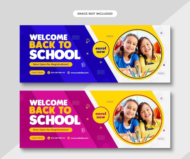 Einfaches horizontales Banner für minimale Schulzulassung oder Bildung oder Facebook-Cover-Vorlage