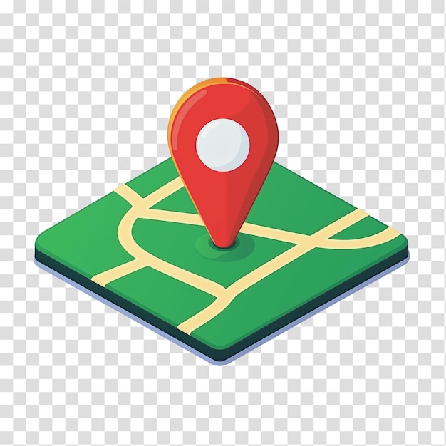 Einfaches Karten-Symbol mit Standortmarkierung auf durchsichtigem Hintergrund