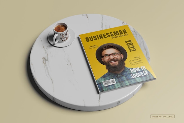 Einfaches magazin-cover-mockup auf padestal