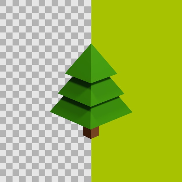 Einfaches Symbol für 3D-Low-Poly-Baum