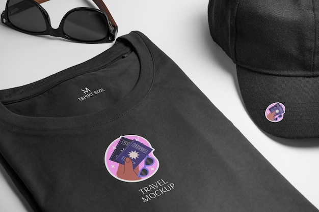 Einfaches T-Shirt-Mock-up-Design mit Emblem