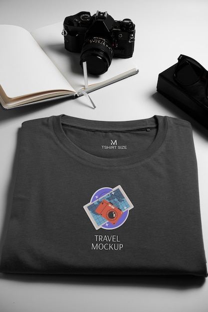 Einfaches T-Shirt-Mock-up-Design mit Emblem