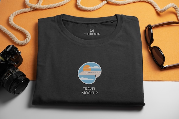 Einfaches T-Shirt-Mock-up-Design mit Emblem