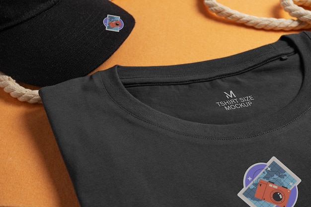 Einfaches T-Shirt-Mock-up-Design mit Emblem
