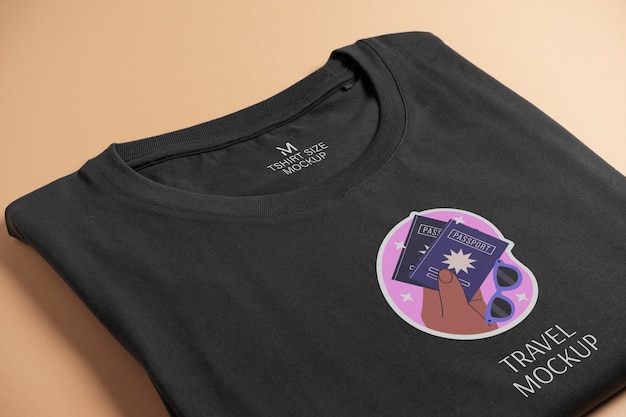 Einfaches T-Shirt-Mock-up-Design mit Emblem